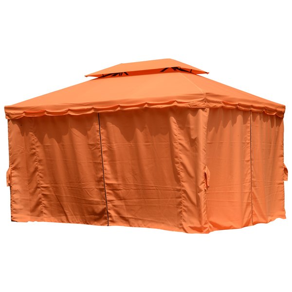 3m X 4m  Polyester Draped 2-Tier Roof Gazebo - Orange