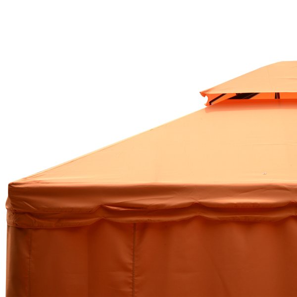 3m X 4m  Polyester Draped 2-Tier Roof Gazebo - Orange