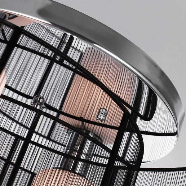 40x25cm Metal Ceiling Light Pendant With Fabric Finish Black