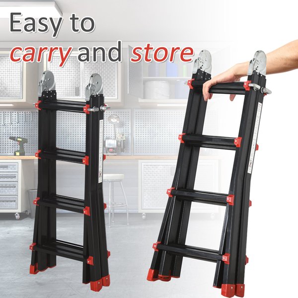 4M Aluminium Telescopic Extendable Ladder W/ Non-Slip Feet