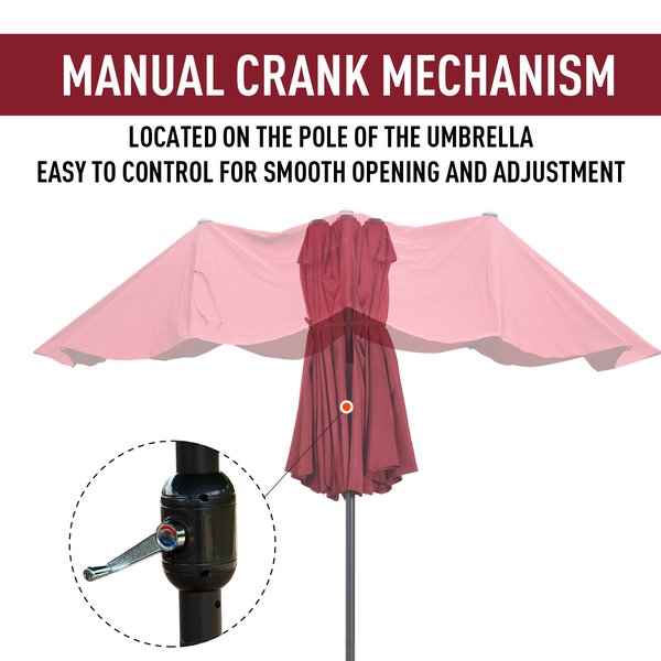 4.6m Double-Sided Parasol Sun Umbrella - Wine Red