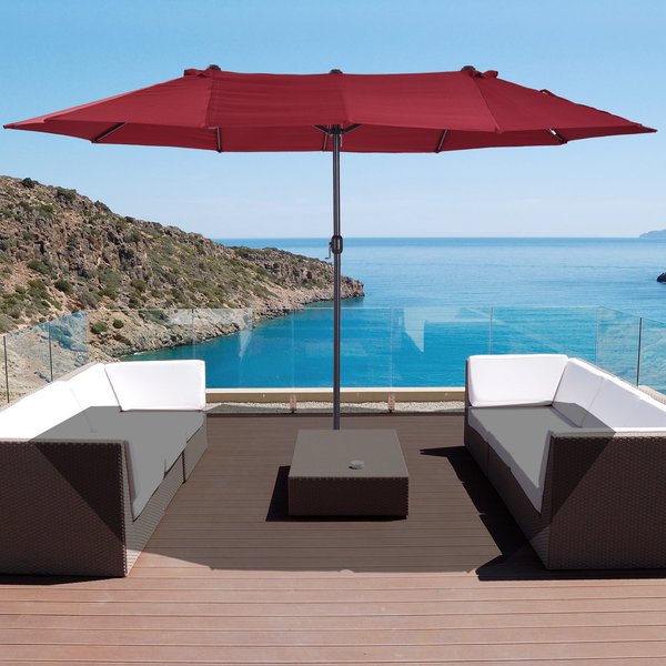 4.6m Double-Sided Parasol Sun Umbrella - Wine Red