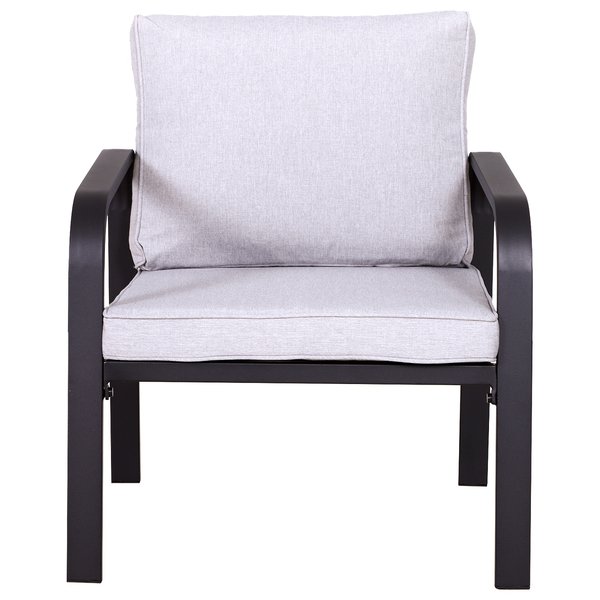 4 PCS Dining Set W/ Chairs Sofa Glass Top Table Cushions - Black