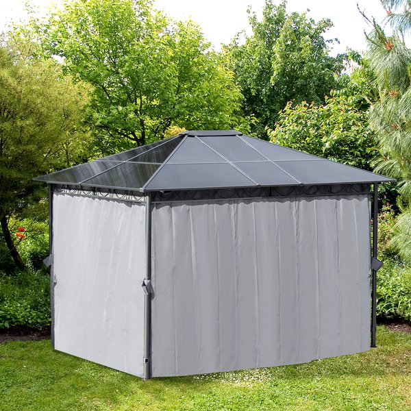 4 X 3(m) Hardtop Gazebo For Garden Party With Polycarbonate Roof Curtains