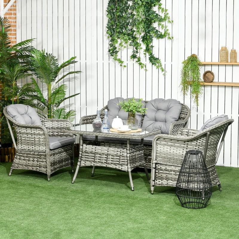 4-Seater PE Rattan Garden Furniture- Grey