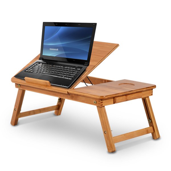 Portable Bamboo Laptop Desk 55Lx35Wx 22-30H Cm - Bamboo