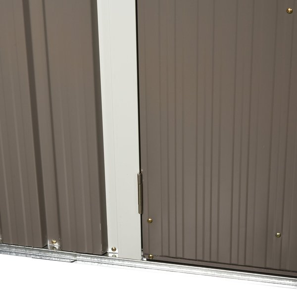 5.6x8.4 Ft. Corrugated Steel Latched Door Garden Shed - Grey