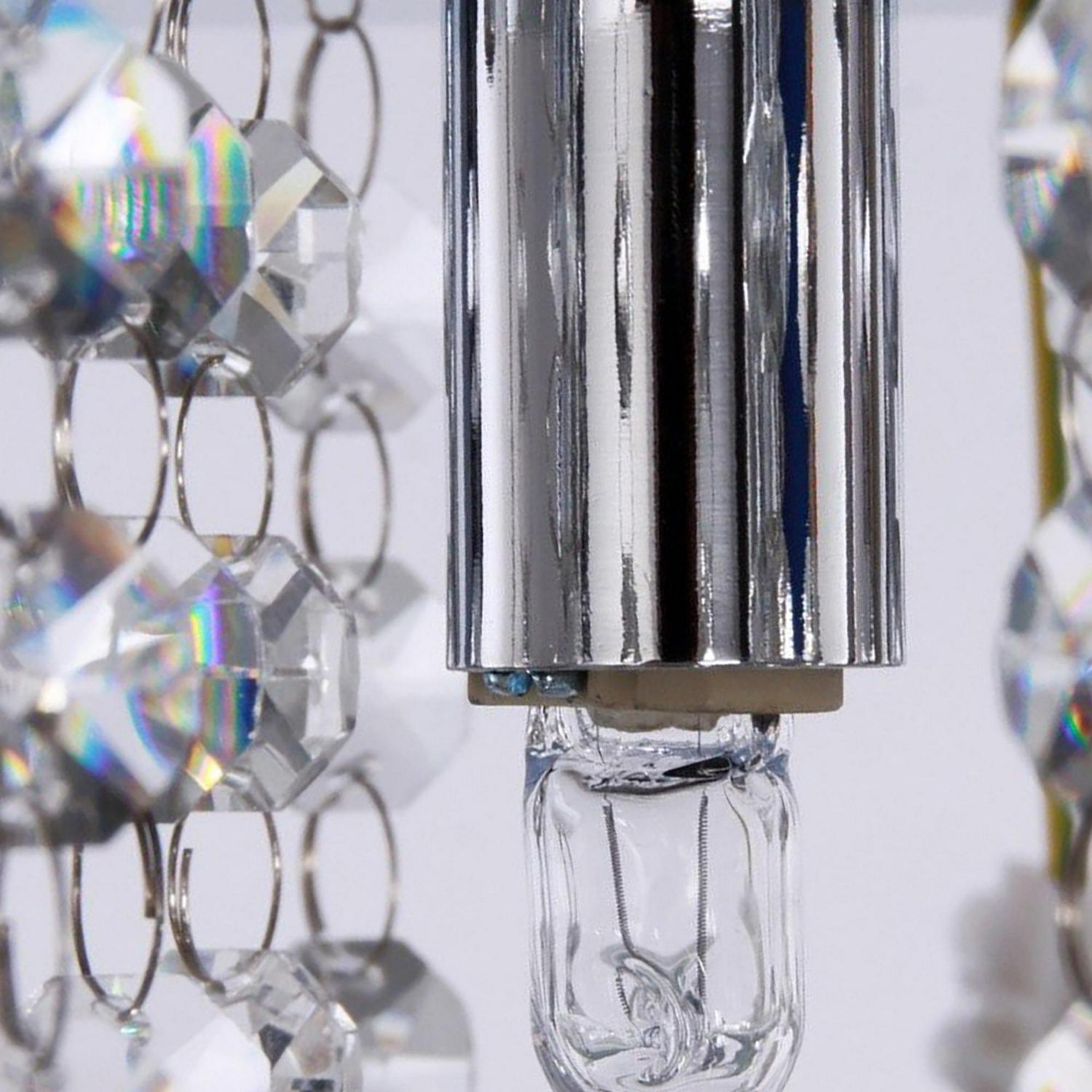 5 Light K9 Crystal Droplet Ceiling Pendant Fixture - Silver