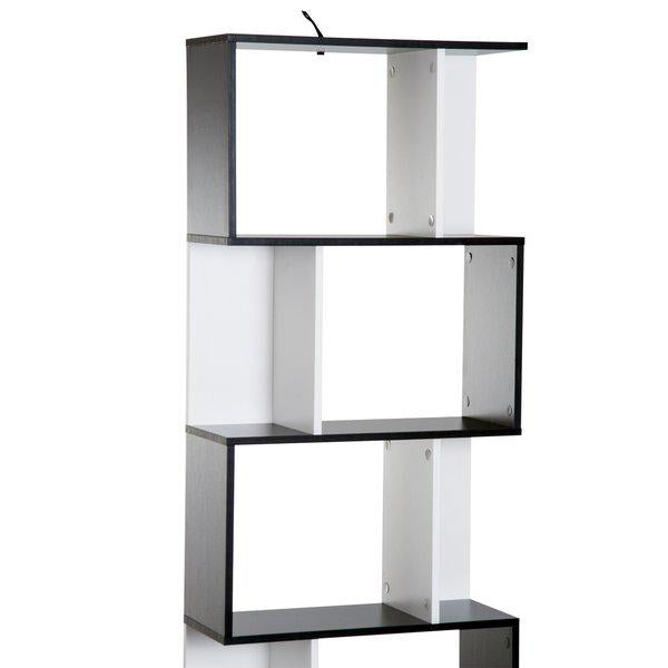 5-tier S Shape Bookcase, Particle Board - White/Black