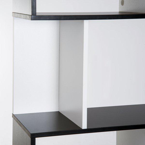 5-tier S Shape Bookcase, Particle Board - White/Black