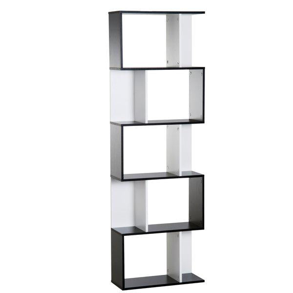 5-tier S Shape Bookcase, Particle Board - White/Black