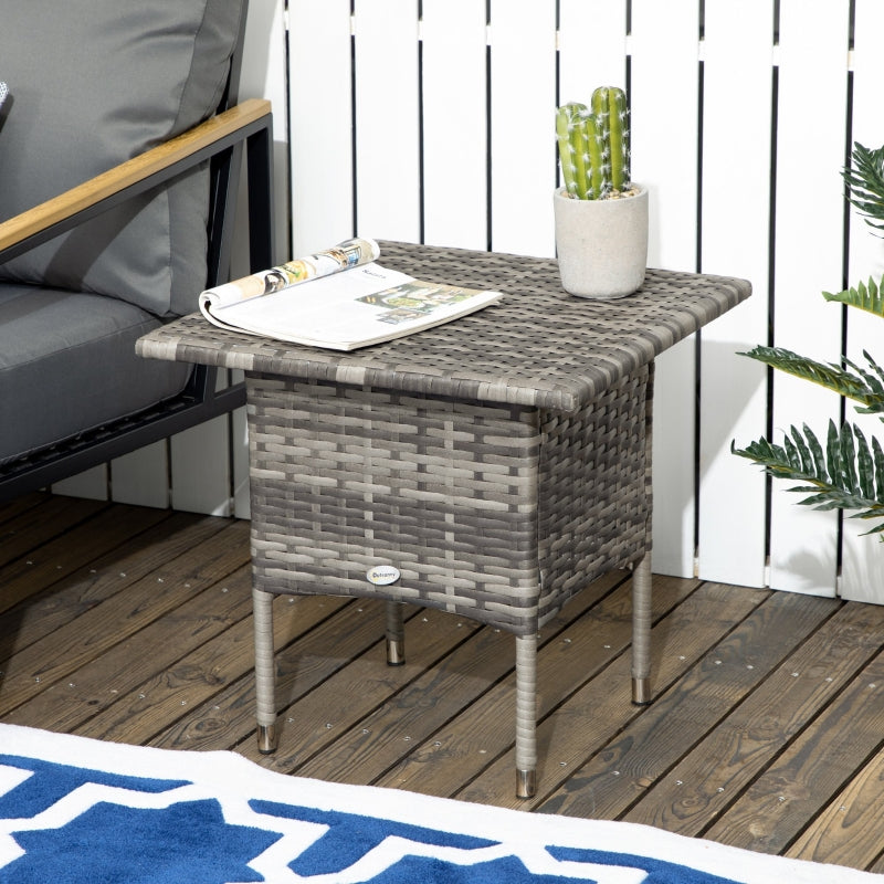 Rattan Side Table- Mixed Grey