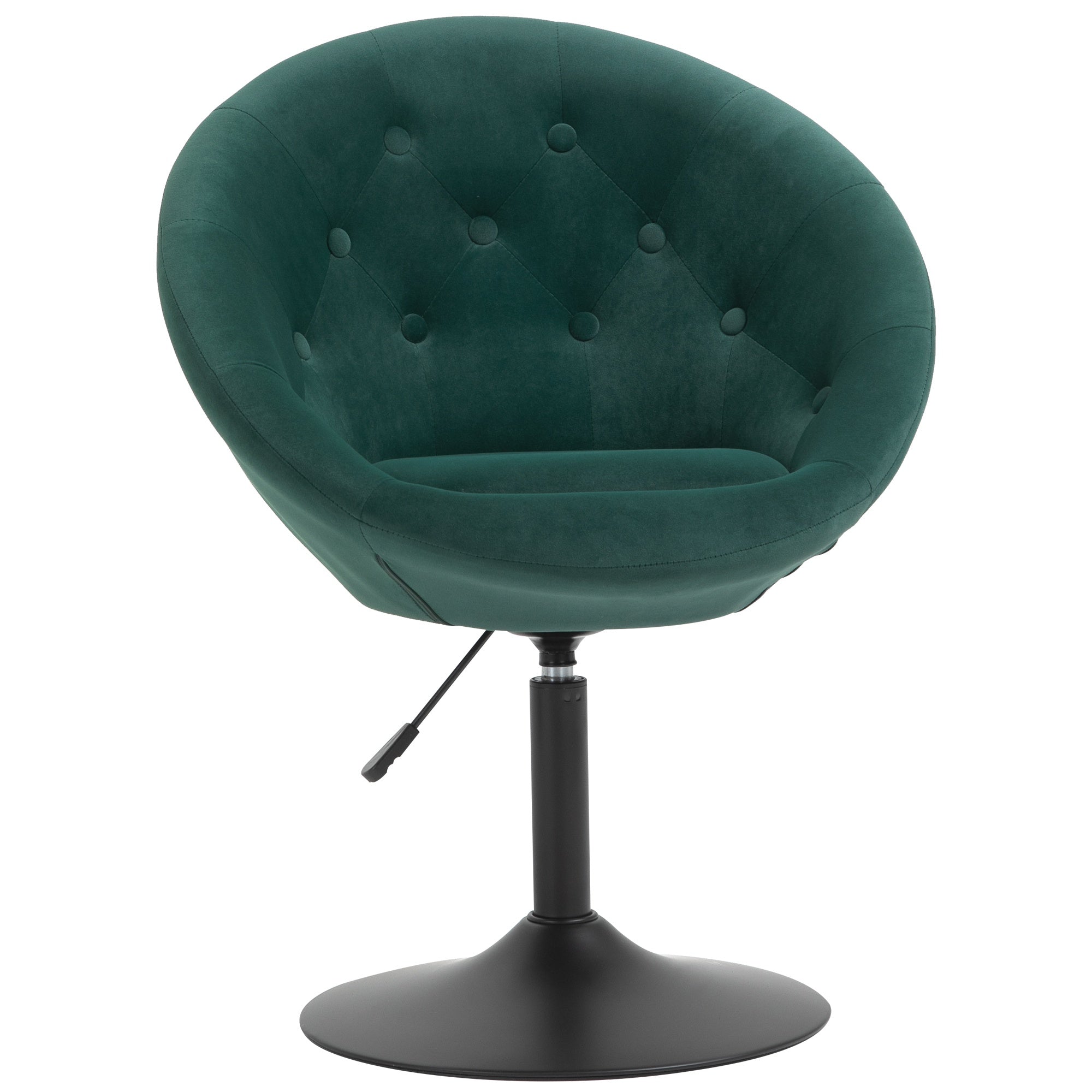 Tufted Fabric Dining Bar Stool , Armless Swivel Seat, Adjustable Height - Green