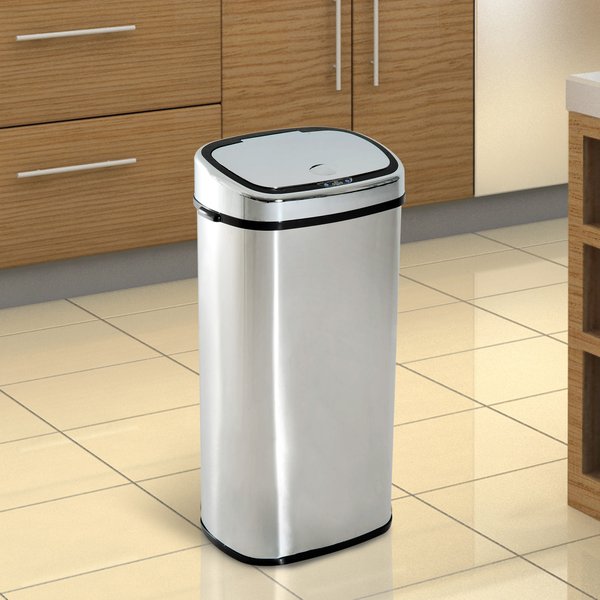 68L Automatic Sensor Lid Steel Kitchen Bin Silver