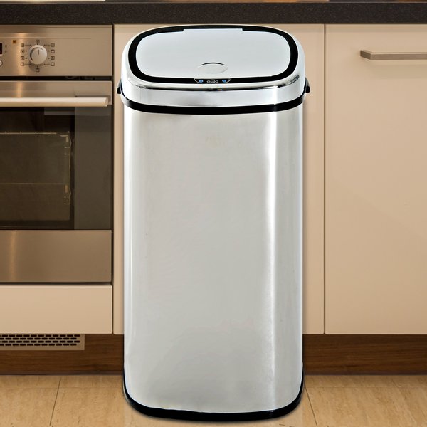 68L Automatic Sensor Lid Steel Kitchen Bin Silver