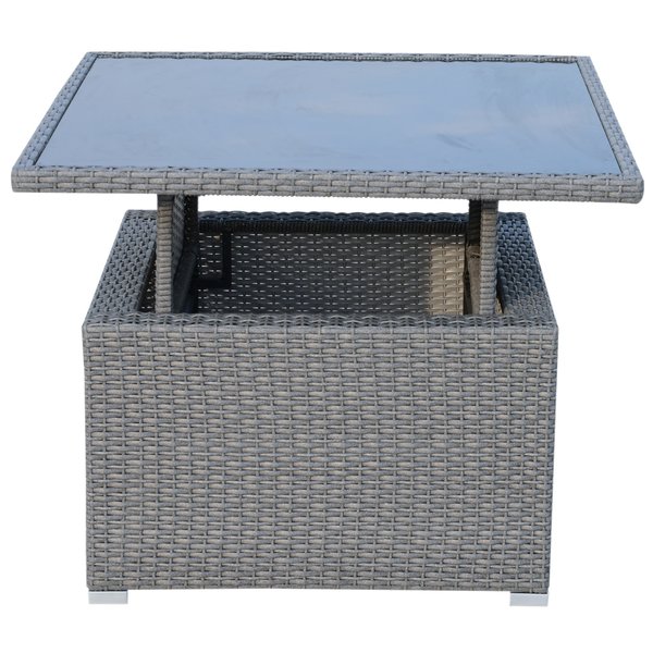 120W X 73D 87H Cm. 6 PCS Dining Set W/PE Rattan Aluminium - Grey Covers