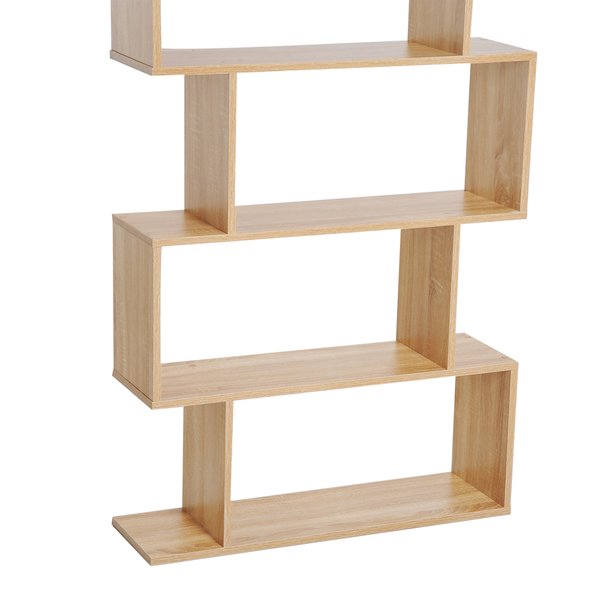 6-Tier S-Shaped Shelf Unit, 80Lx23Wx192H Cm - Oak Colour