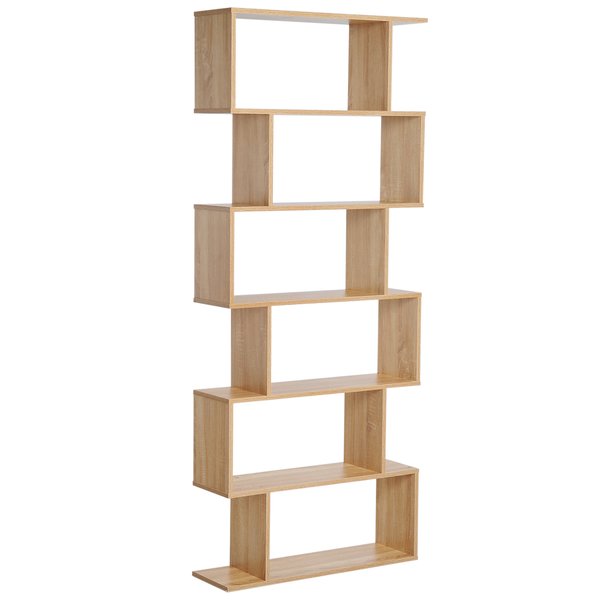 6-Tier S-Shaped Shelf Unit, 80Lx23Wx192H Cm - Oak Colour