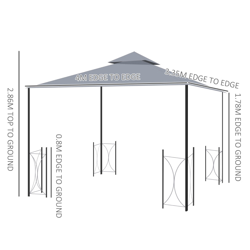 Patio Metal Gazebo Canopy Garden Tent Shade- Grey