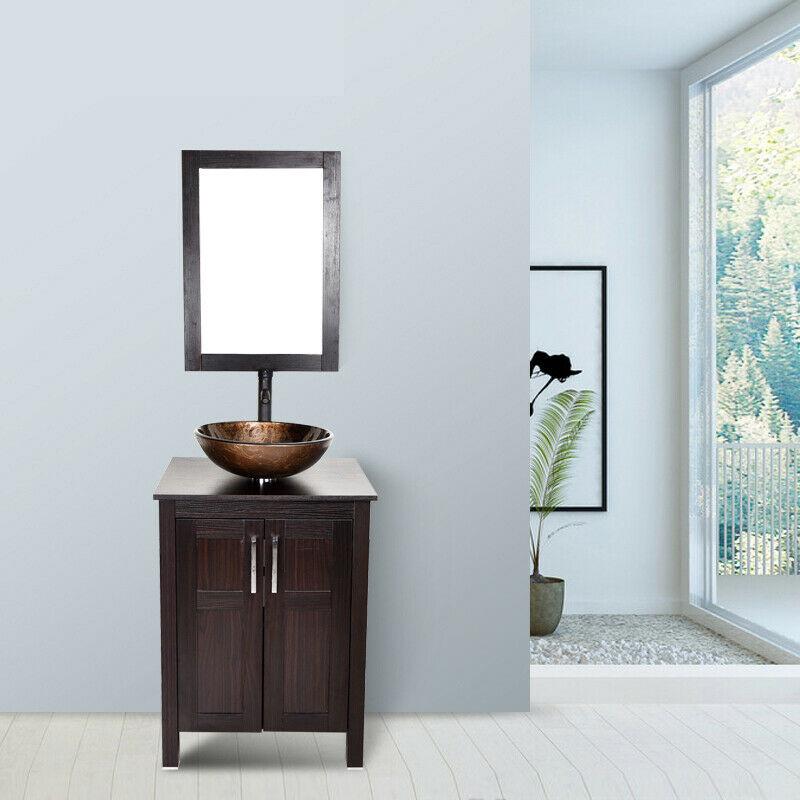 Bathroom Sink Vessel Basin Countertop Glass - Brown