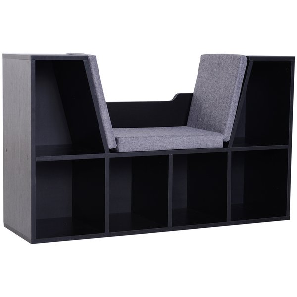 Bookcase Storage W/Particle Board Sponge Linen, 102W X 30D 61Hcm - Black/Grey