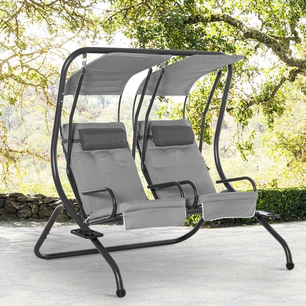 2 Separate Swing Chairs W/ Removable Handrails - Grey