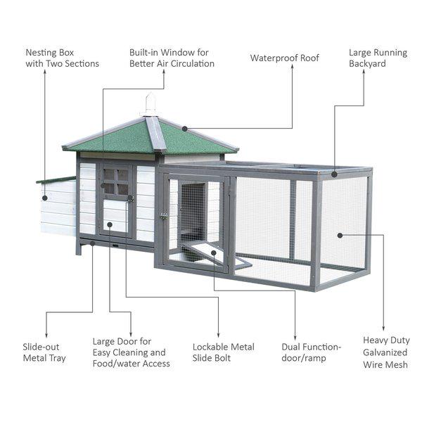 Chicken Coop Small Animal Pet Cage, Wooden Hutch W/ Nesting Box