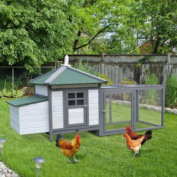 Chicken Coop Small Animal Pet Cage, Wooden Hutch W/ Nesting Box