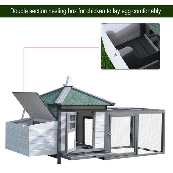 Chicken Coop Small Animal Pet Cage, Wooden Hutch W/ Nesting Box