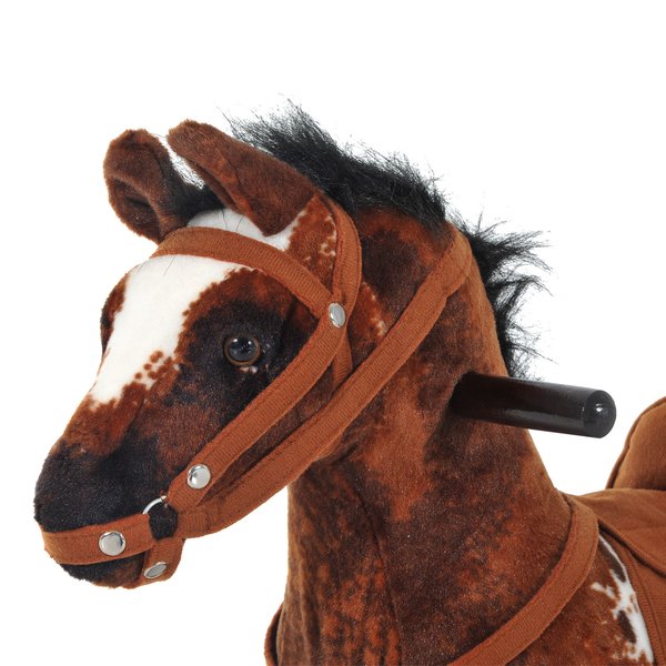 Children Plush Rocking Horse W/Sound - Dark Brown