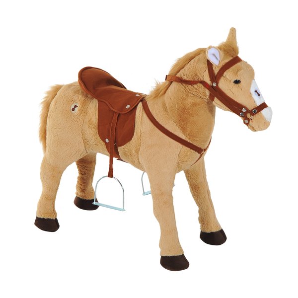 Children's Plush Sound Effects Riding Horse Beige - Brown