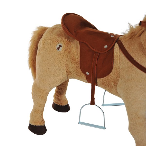 Children's Plush Sound Effects Riding Horse Beige - Brown