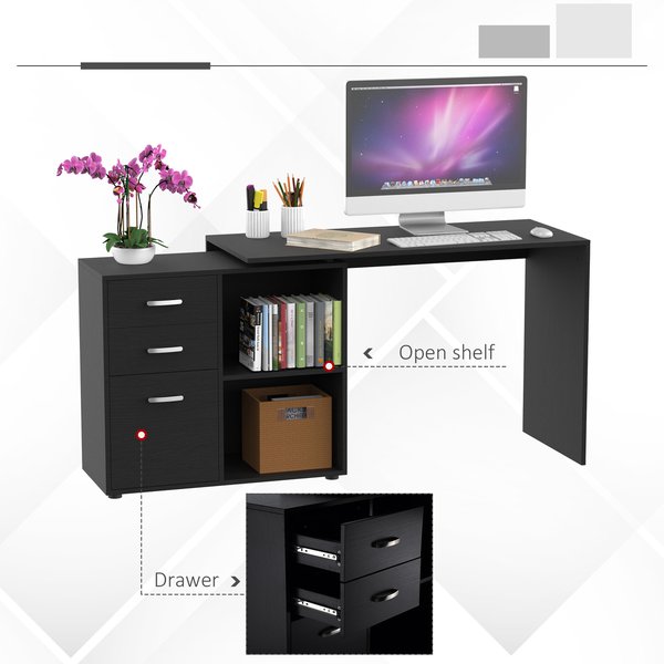 Computer Desk, L Shape - Black
