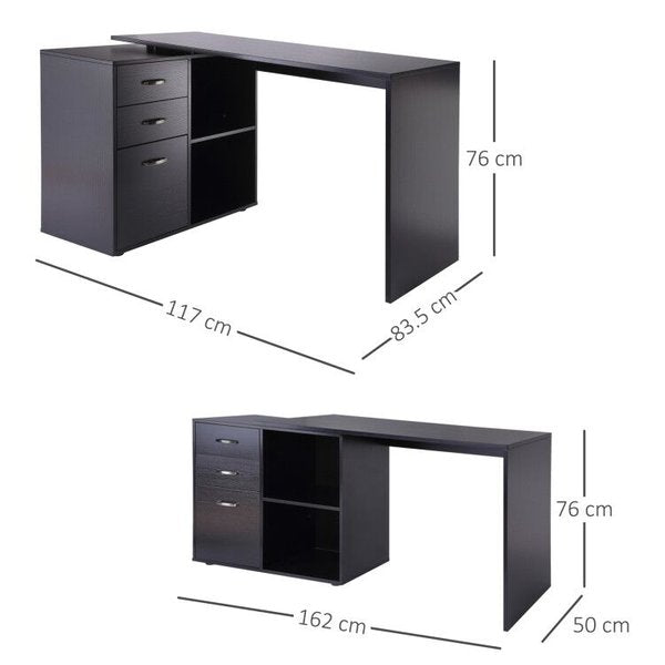 Computer Desk, L Shape - Black