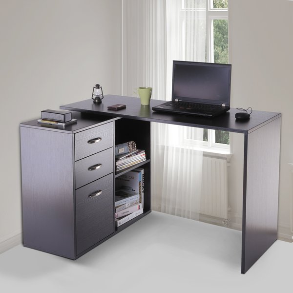 Computer Desk, L Shape - Black