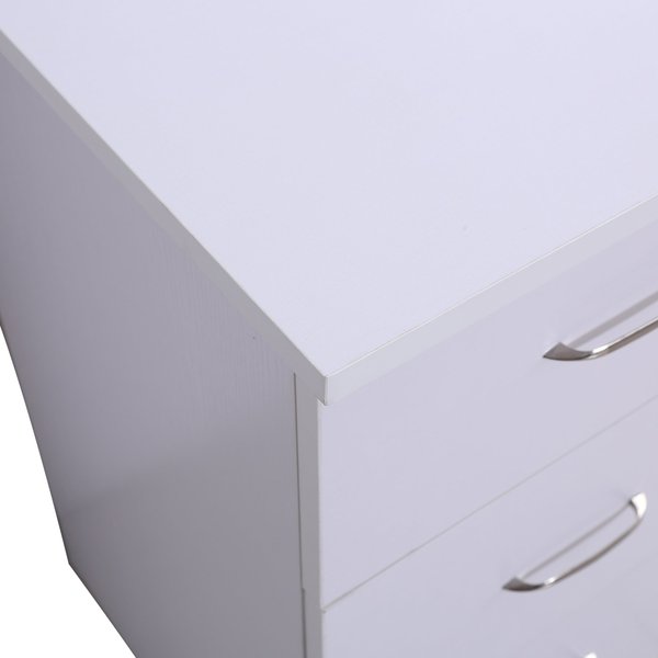 Computer Desk W/ 3 Shelf& Drawers, 120Wx49Dx72H cm- White Colour