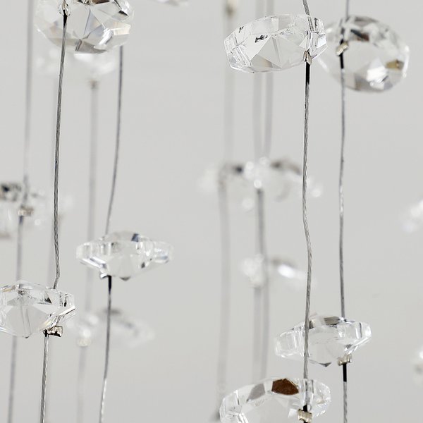 Crystal Ceiling Chandelier, Spiral Rain Drop - Silver/Crystal