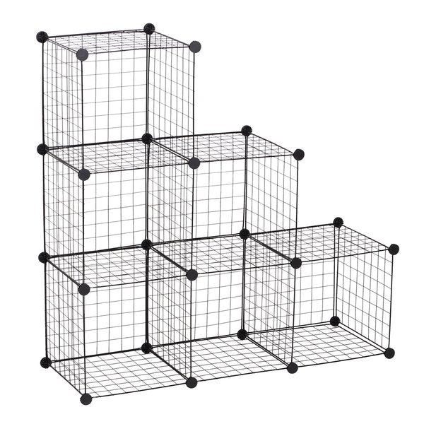 DIY 6 Cube Wire Storage Cabinet Organiser, 111L X 37W 111Hcm - Black