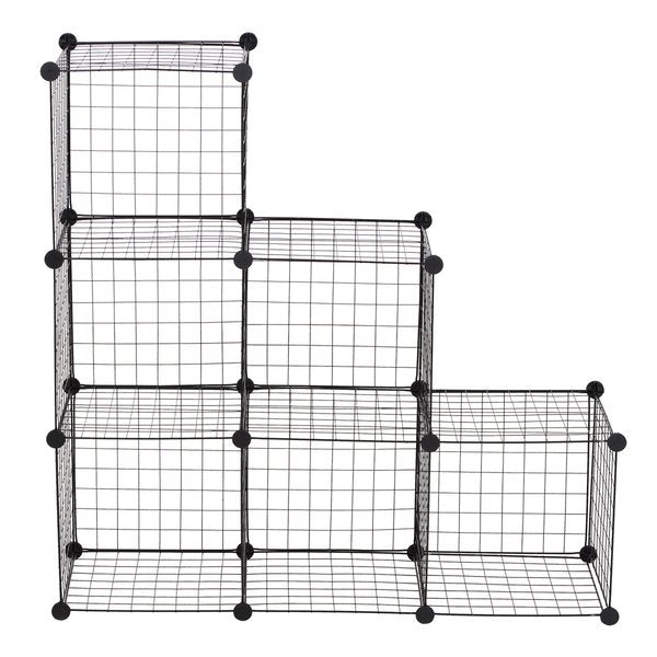 DIY 6 Cube Wire Storage Cabinet Organiser, 111L X 37W 111Hcm - Black