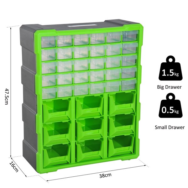 38Lx16Dx47.5H Cm.38Lx16Dx47.5H Cm. 39 Drawer Storage Cabinets Plastic - Green