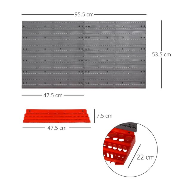 54 PCS On-Wall Tool Equipment Home DIY Garage Organiser - Grey/Red