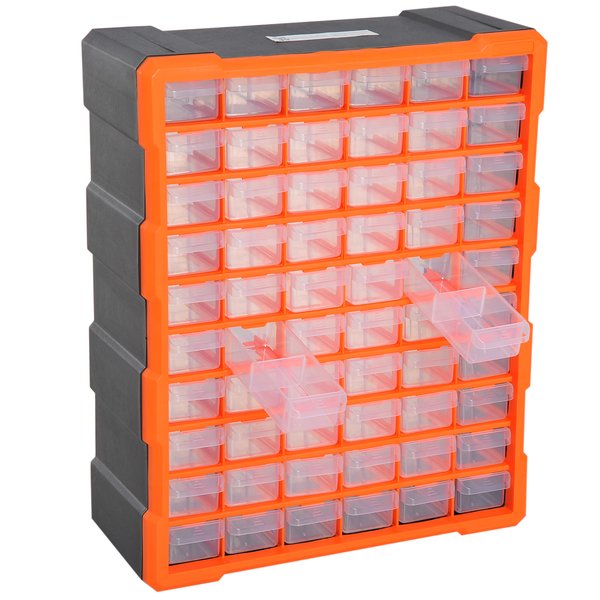 38Lx16Dx47.5H Cm. 60 Drawer Storage Cabinets Plastic - Orange