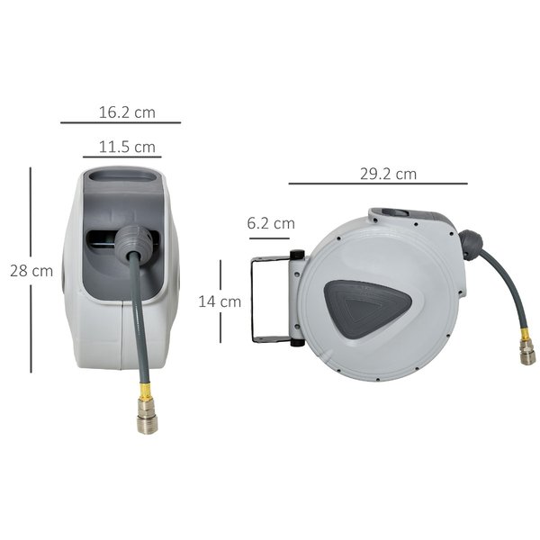 1/4 10m+90 Cm. Retractable Air Hose Reel Wall Mounted Workshop Compressor Tool