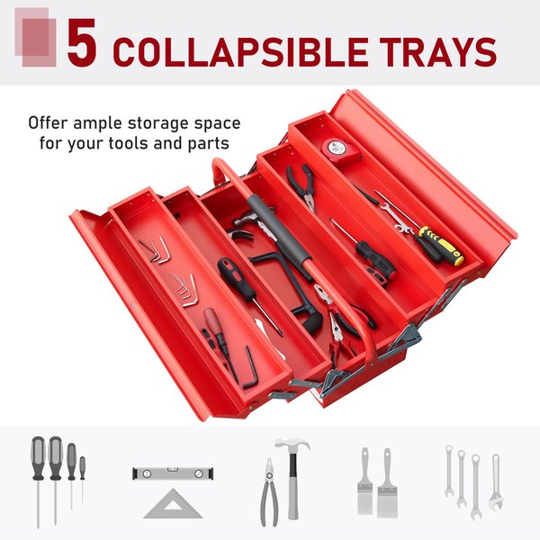 5 Steel Tray Portable Tool Box - Large