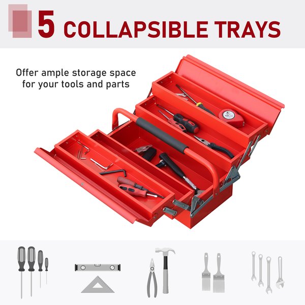 Steel 5-Tray Portable Tool Box - Medium