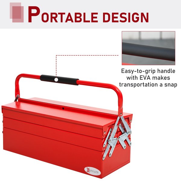 5 Steel Tray Portable Tool Box - Large