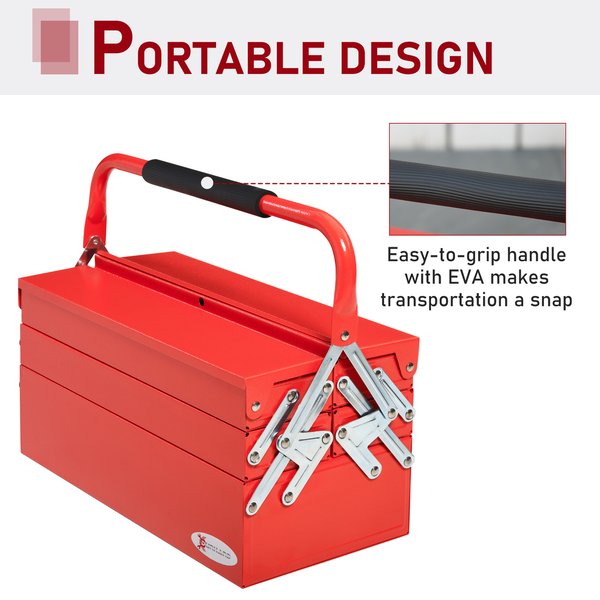 Steel 5-Tray Portable Tool Box - Medium