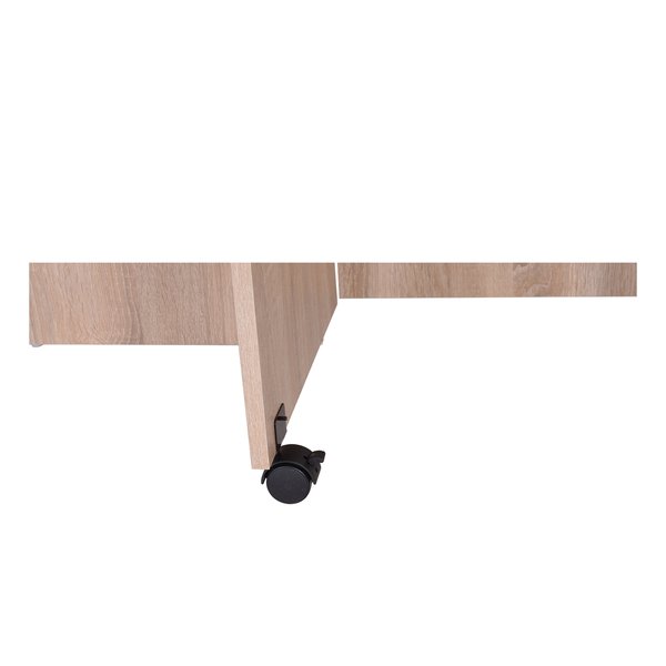 Dining Table Drop Leaf Folding Expandable 6 Person W/ Wheels, Storage Shelf