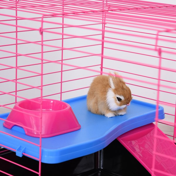 Dwarf Hamster Metal Cage W/ Tunnels - Pink