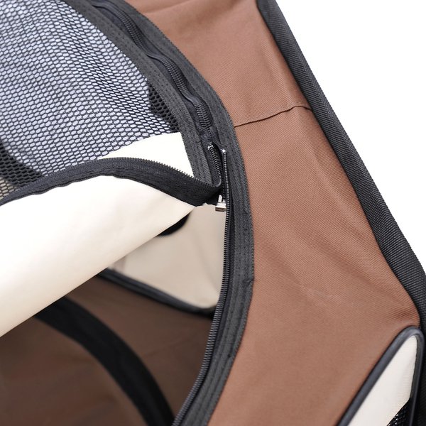 37cmx37cmx95 Cm Fabric Pet Dog Playpen - Brown/Cream